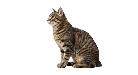 Tabby Cat Sitting Profile View 2.