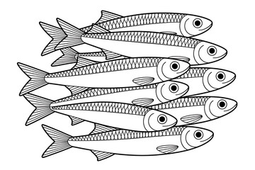 School of fish swimming in a tight formation.
