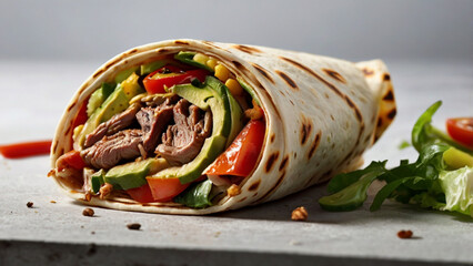 Delicious Shawarma Wrap with Fresh Ingredients