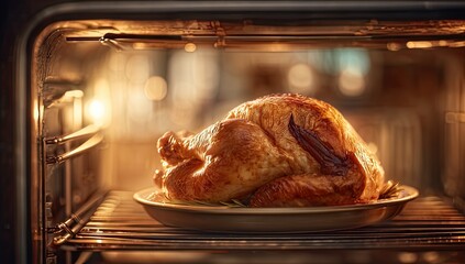 Roasted turkey in oven