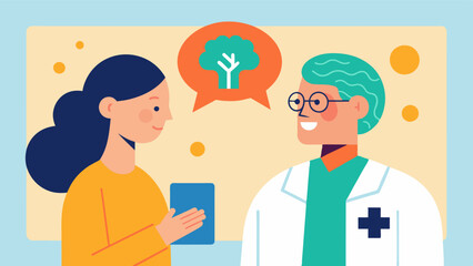 With sympathy in his voice the doctor explained the progressive nature of the patients brain disease and the eventual decline in their cognitive abilities. He discussed the. Vector illustration