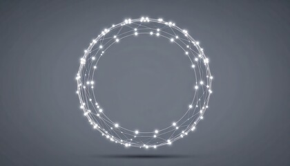 Fototapeta premium Abstract digital network circle composed of interconnected glowing dots and lines representing technology communication and innovation concepts