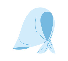 Padded Headscarf Hat with tie knot. Head Fashion accessory cap clothing technical illustration. Vector headgear for Men, women, unisex style, flat template CAD mockup sketch outline isolated