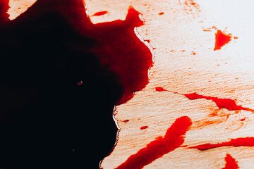 Blood Splattering. dark red blood and blood blisters.Creepy bloody wallpaper.Criminal blood...