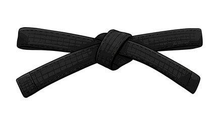 Black Belt Tied Martial Arts Achievement Illustration