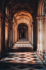 Fototapeta premium A Long Hallway at Dusk