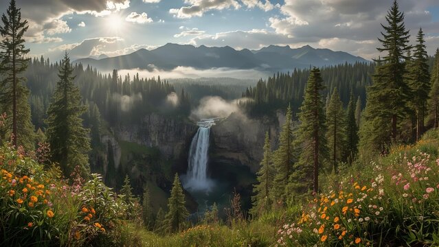 sunrise in the mountains - Powered by Adobe