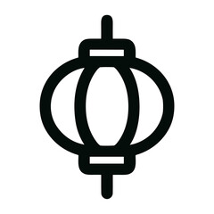 Simple Outline Chinese Lantern Icon Celebration Decoration Symbol Shape