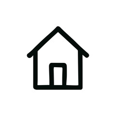 Simple Line Art Home Outline Graphic Black and White Icon