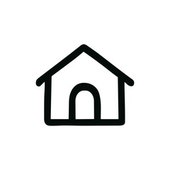 Simple Line Art Home Shape with Arch Doorway Icon Illustration