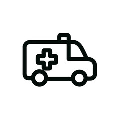 Simple Outline Style Ambulance Emergency Car Transportation Icon Line Art