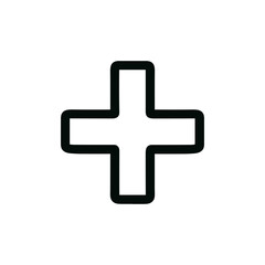 Simple Outline Black Plus Sign Graphic Shape Element Icon