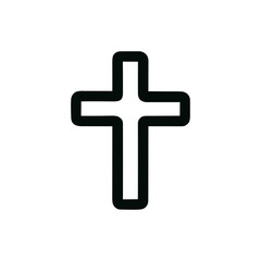 Simple Line Art Style Cross Symbol Christianity Minimalist Outline Shape