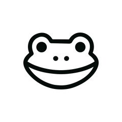 Minimalist Outline Frog Head Face Animal Amphibian Simple Graphic Icon