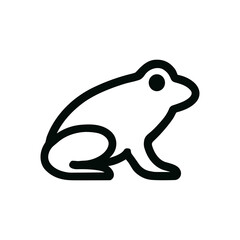 Minimalist Outline Drawing of a Stylized Frog Sitting Sideways Icon