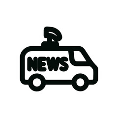 Simple Line Art News Van with Antenna Icon Graphic Element