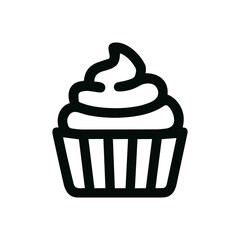Simple Outline Cupcake with Cream Swirl on Top Food Icon