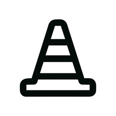 Bold Outline Road Construction Cone Sign Shape Icon Illustration