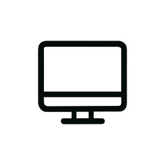 Minimalist Outline Monitor Display Device Screen Icon Black and White Style