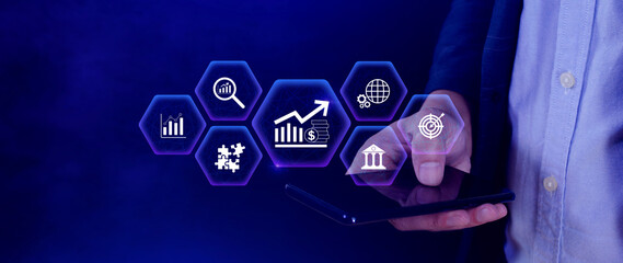 Finance Gdp growth strategy plan concept, finance and investment, Diversification management,...