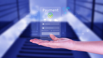 Digital online payment concept, Business with online payment and shopping online payment, banking, Online Money Transfer Confirmed, Concept online banking, payment transfer.