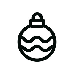 Simple Line Art Ornament Bauble with Wavy Pattern Christmas Decoration Icon