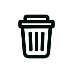 Simple Line Trash Can Icon Black And White Garbage Container