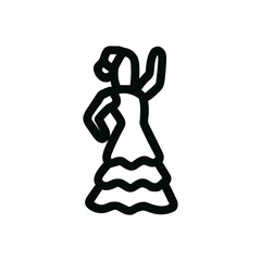 Simple Line Art Flamenco Dancer in Dress Figure Illustration