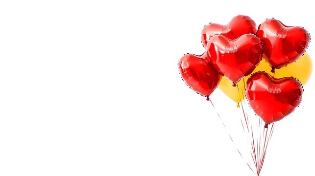 Romantic Red and Yellow Heart Balloons Bunch