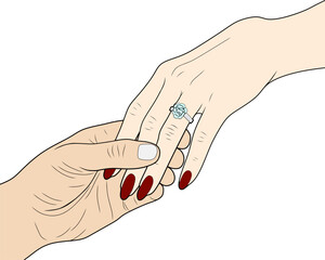 Romantic Engagement Ring Moment – Couple Holding Hands