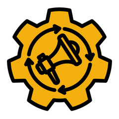 Automated Campaign and AI Advertising Icon (Solid Color Lineal style)