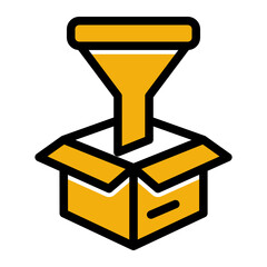 Data Filtering and Conversion Funnel Icon (Solid Color Lineal style)