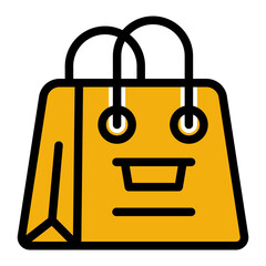 Online Purchase and Retail Bag Icon (Solid Color Lineal style)