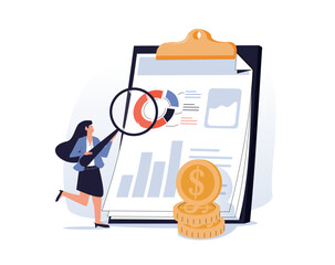 Analyzing personal or corporate budget isolated on white background. Concept of finance accounting and calculation