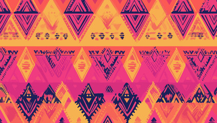 Fototapeta premium This hand-drawn seamless pattern is a Batik design that incorporates geometric doodles and abstract illustrations, making it suitable for use as wallpaper, with its tribal ethnic modern texture and