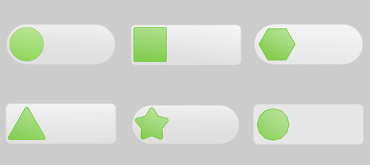Texted Box Green Geometric Shapes Web Buttons Set