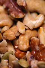 Close up of nuts texture. Rancid nuts will also have a soft texture and if you accidentally eat one, a bitter and sour taste