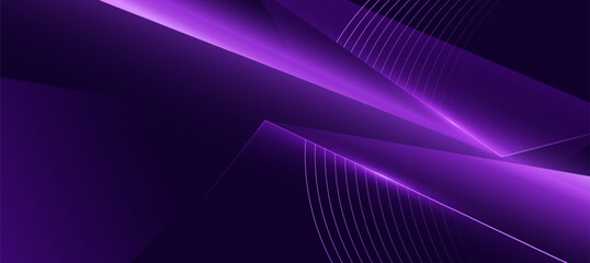 Purple glow lines luxury background with curve lines and polygon