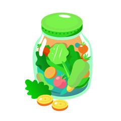 Fresh Vegetables in a Jar for Healthy Eating Blogs, Nutrition Websites, Organic Cooking, and Sustainable Living Awareness  