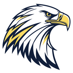 Fototapeta premium Fierce Bald Eagle Head Vector Logo Aggressive American Patriot Mascot Illustration for Sports Team, Military Badge, and Brand Identity Design