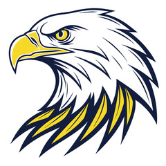 Obraz premium Fierce Bald Eagle Head Vector Logo Aggressive American Patriot Mascot Illustration for Sports Team, Military Badge, and Brand Identity Design