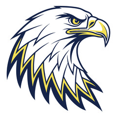 Obraz premium Fierce Bald Eagle Head Vector Logo Aggressive American Patriot Mascot Illustration for Sports Team, Military Badge, and Brand Identity Design