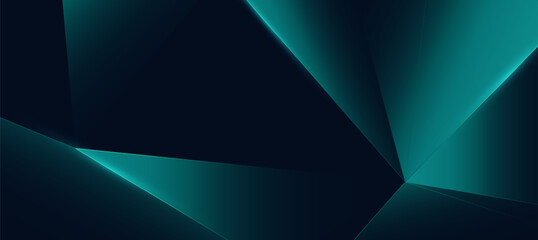Abstract Teal Light Lines with polygon and diagonal strip on dark Background