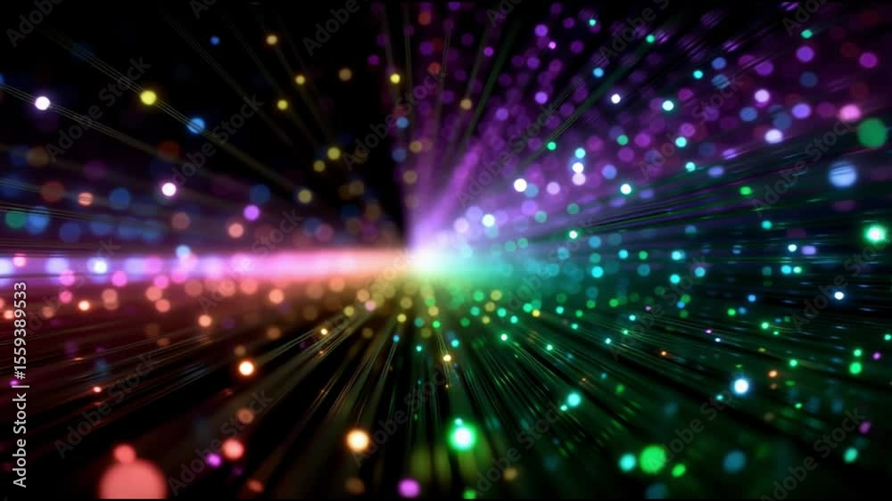 Poster colorful light particles create dynamic patterns in a vibrant display