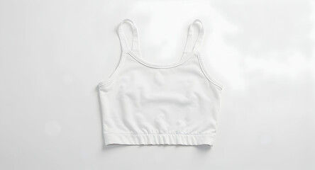 White Cotton Crop Top with Thin Straps on Light Background