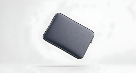 Black Leather Wallet in Minimalist Style on White Background