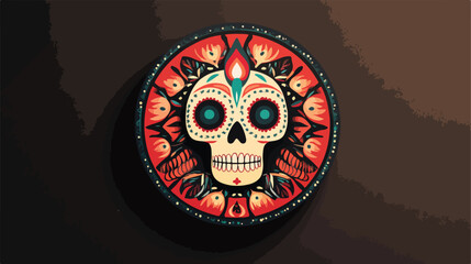 Day of the Dead Candle Flat Vector Illustration