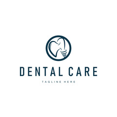 Dental care logo concept, with a simple minimalist concept as a symbol of dental health and dental care template for dental clinics, businesses, product brand