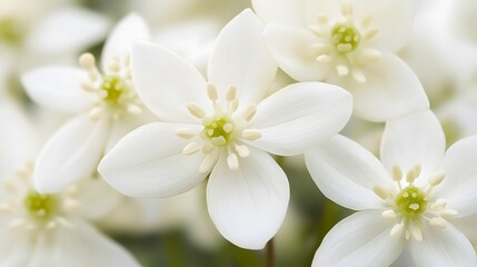 Closeup of Delicate White Flowers, Botanical Beauty