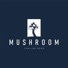 mushroom logo with minimalist black silhouette concept as a symbol of natural plants and food ingredients mushroom icon template for product brand, plantation, businesses, garden, farm